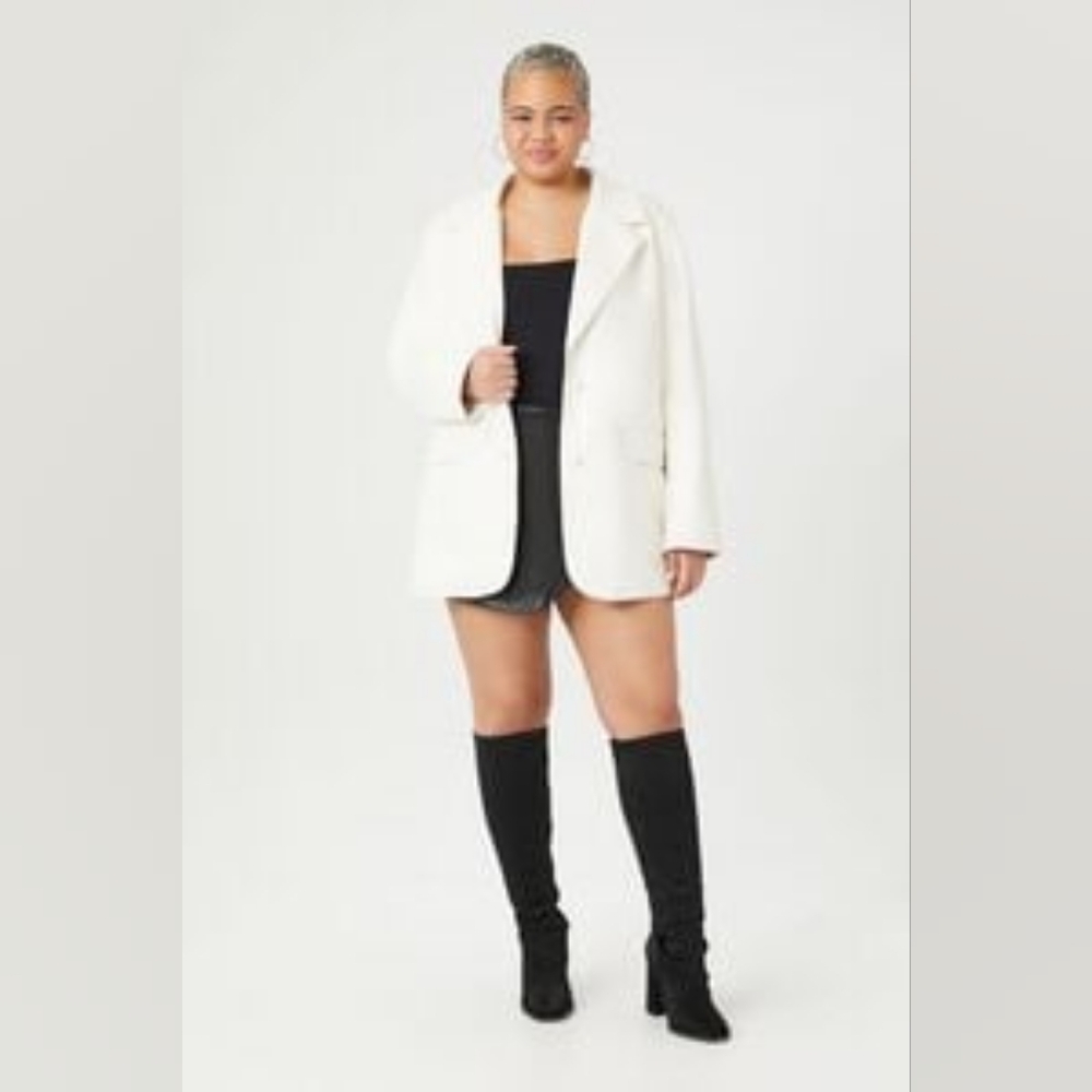 Forever 21 Faux Leather Blazer- Front closure with flap pockets-Size 3x